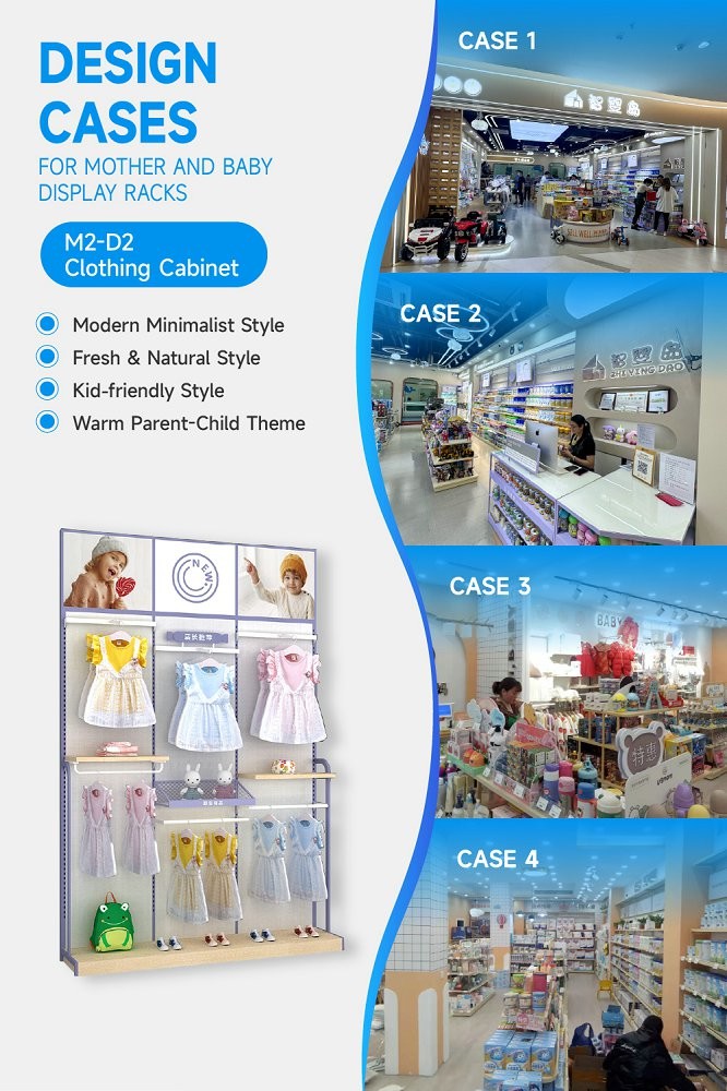 M2-D2 Children's Clothing Retail Store Cabinet with 5MM Andy Board Painting and Adjustable Shelves