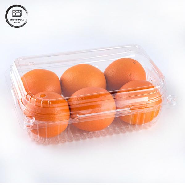 Disposable Hinged Transparent PET Clamshell Fruit Containers for Orange
