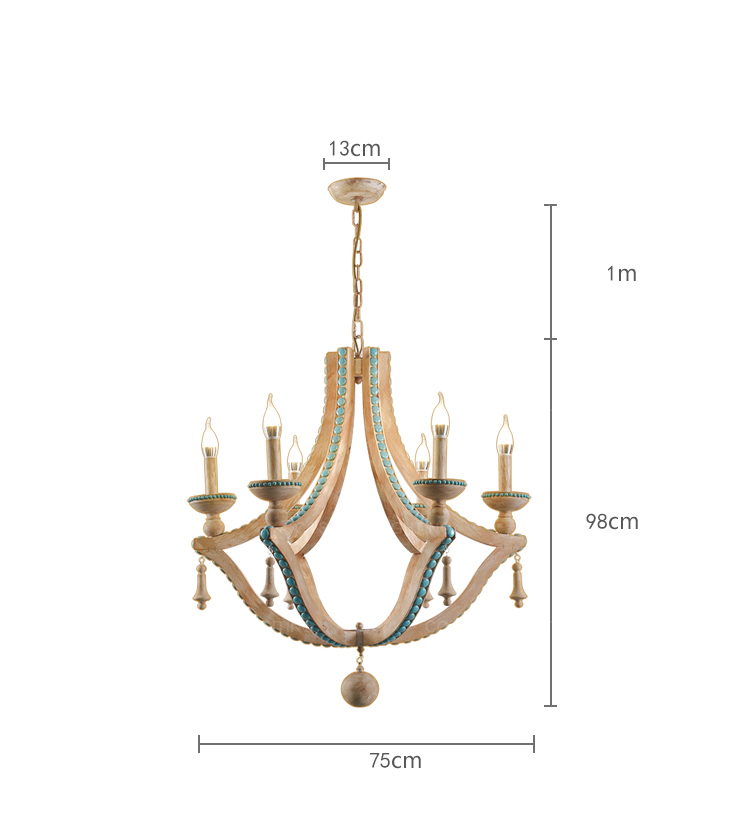 Solid wood chandeliers nordic turquoise lighting loft decor living room coolest chandelier(WH-CI-150)