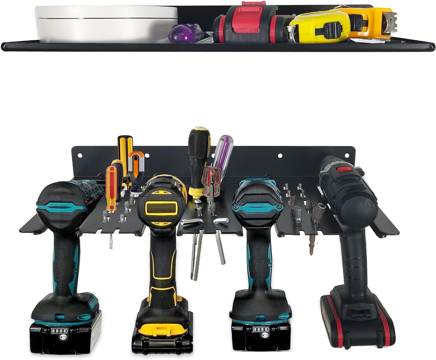 2 Layers Power Tool Storage Rack for Earphone Wire and Wall Mount Tool Organizer