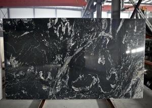 Quality Fantasy White Black Natural Stone Slabs Polished / Custom Surface wholesale