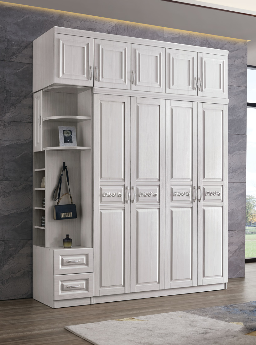 Durable Thick Large Wardrobe With Drawers , ODM Solid Wood White Painted Wardrobe