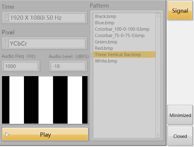 Three Vertical Bar Signal IEC62368 Three Vertical Bar Signal.RDL-100 video signal generator