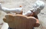 polished marble sleeping girl statue in chair/ nature stone sculpture
