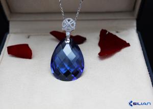 Quality 8x10mm 9x11mm Pear Shaped Blue Sapphire Pendant Necklace wholesale