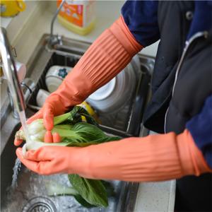 Quality Flocklined Extra Long Sleeve Rubber Gloves No Odor High Latex Content wholesale