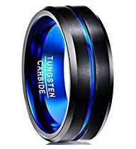Quality 8mm Tungsten Carbide Men's Wedding Band Vacuum Plated Black Inlay for Fashionable Design and Mould Making Service wholesale