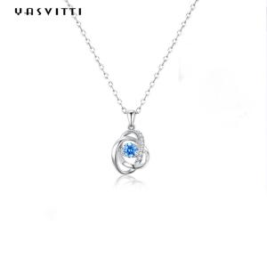 Quality 1.1 Gram 16.76mm Sterling Silver Jewelry Necklaces 5A CZ Sapphire Stone Necklace wholesale
