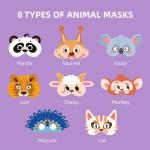 Costume Party DIY Animal Paper Mask 8 Pieces For Petting Zoo Farmhouse Jungle