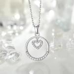 YASVITTI Valentine Day Gift 925 Sterling Silver Necklace Round CZ Platinum
