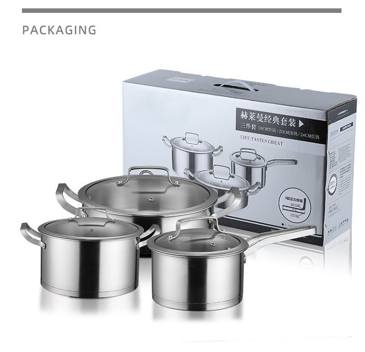 Factory Direct Sale Pans And Pots Sets Silver Cooking Pot Sets Stainless Steel Cookware Sets For Kitchen