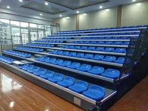 Quality Blue Low Back HDPE Bucket Seat Retractable Bleacher Seating 700-900mm Step wholesale