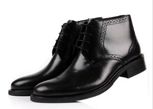 Quality cow leather Mens Ankle Boots high class Burnished Leather Boots wholesale