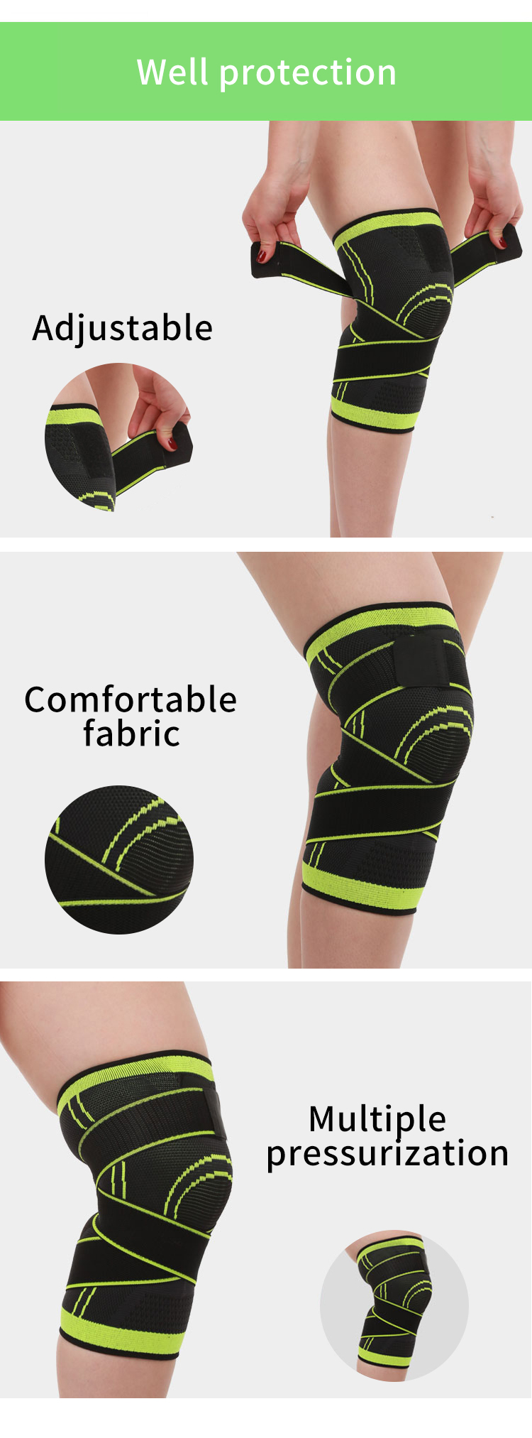 Multicolour Sports Knee Pads Breathable Nylon Knee Pads For Bike Riding