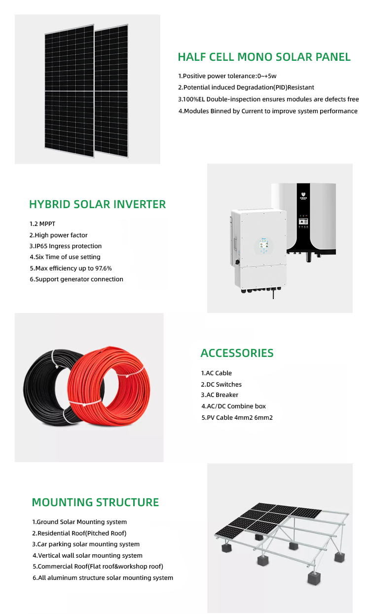 Lead-Acid Battery Type Solar Panel Power System 3KW 5KW 8KW 10KW 15KW for Residential