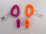 Promotional Plastic Whistle in Red Color w/Wrist Coil Band