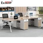 Wooden Cubicle Office Workstation Two Color Seamless Stitching OEM