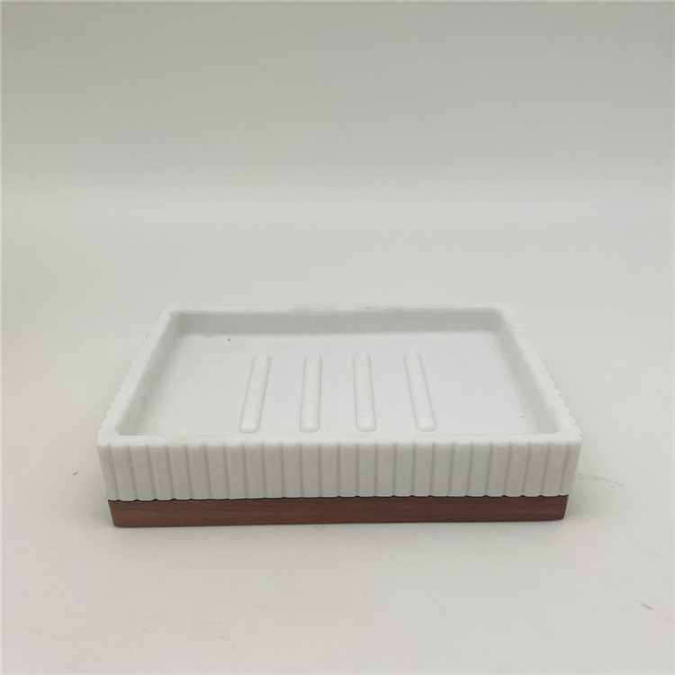 Square Vertical Stripe Bathroom Accessories White sand with wood parts