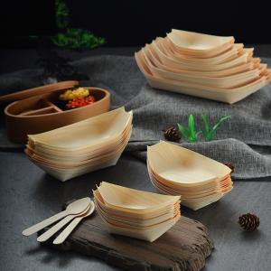 Quality Eco Friendly Wooden Takoyaki Container , Disposable Sushi Boat wholesale