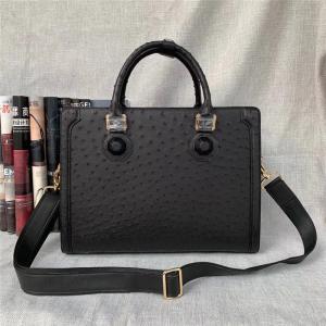Quality Business Style Authentic Ostrich Skin Men's Passcode Briefcase Large Shoulder Bag Genuine Leather Male Portfolio Handbag wholesale