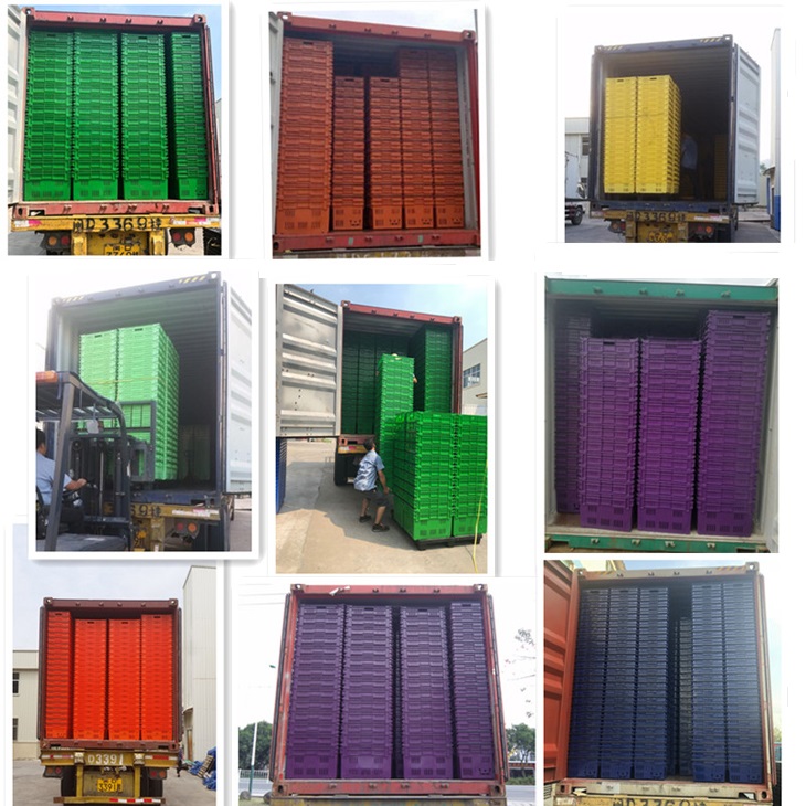 Supermarket Storage Mesh Turnover Box Eco-Friendly PP Plastic Crate Stackable with Logo