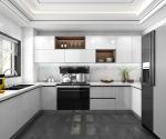 Eco-Friendly Navy Blue Kitchen Cabinet with Wall Mounted Unit and Acrylic Door
