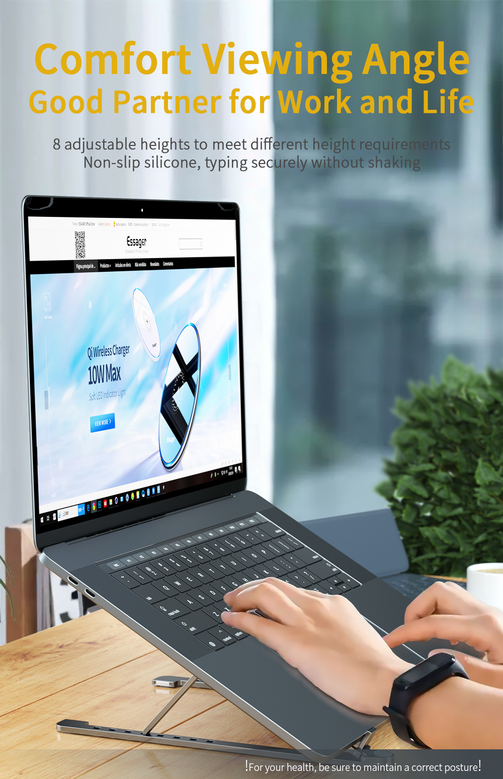 Adjustable Aluminum Laptop Stand Foldable Waterproof At Office Home Trip
