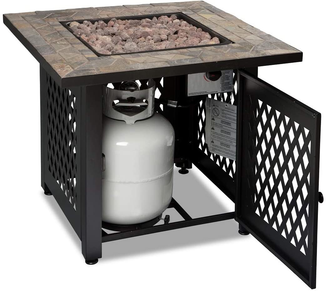 Metal Square Propane Fire Pit Table Modern Smokeless 30 Inch