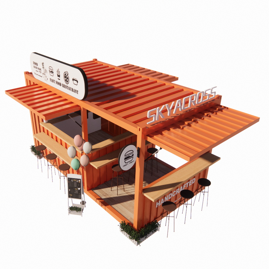 Aluminum Alloy Windows Popular 20FT Container Coffee Shop Container House for Restaurant