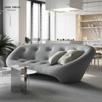 3 Seat Modern Living Room Sectional Sofa Set Moon Shape Fabric With Cuddler