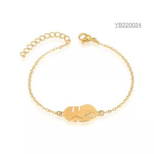 Quality Luxury Stainless steel hand chain 14k gold abstract girl face painting bracelets wholesale