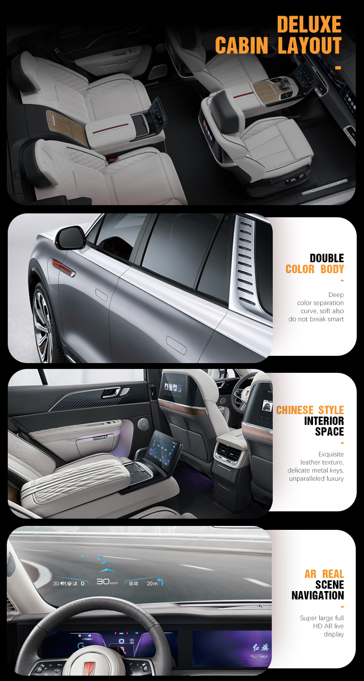 Pure Electric 0.8h Max Power 320 435ps Hongqi E-Hs9 2023 Energy Vehicle with Ternary Lithium Battery and Fast Charging