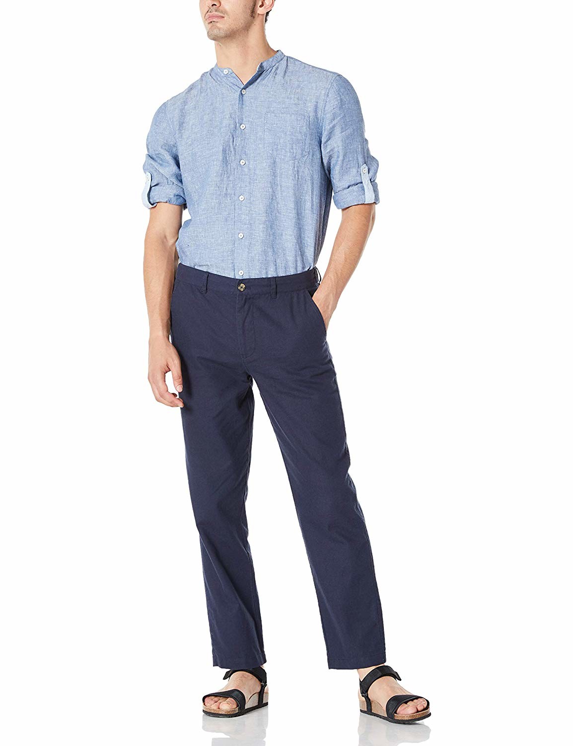 48% Cotton Mens Casual Linen Pants Breathable with Drawstring