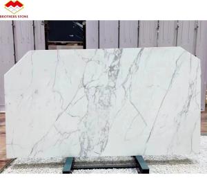 Quality Polished Natural Statuario White Marble Big Slab for Italian Flooring and Wall Tiles wholesale