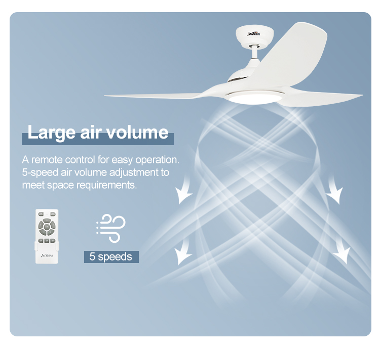 DC Motor 52 Inch ABS Blade Ceiling Fan with LED Light and Energy Saving Function
