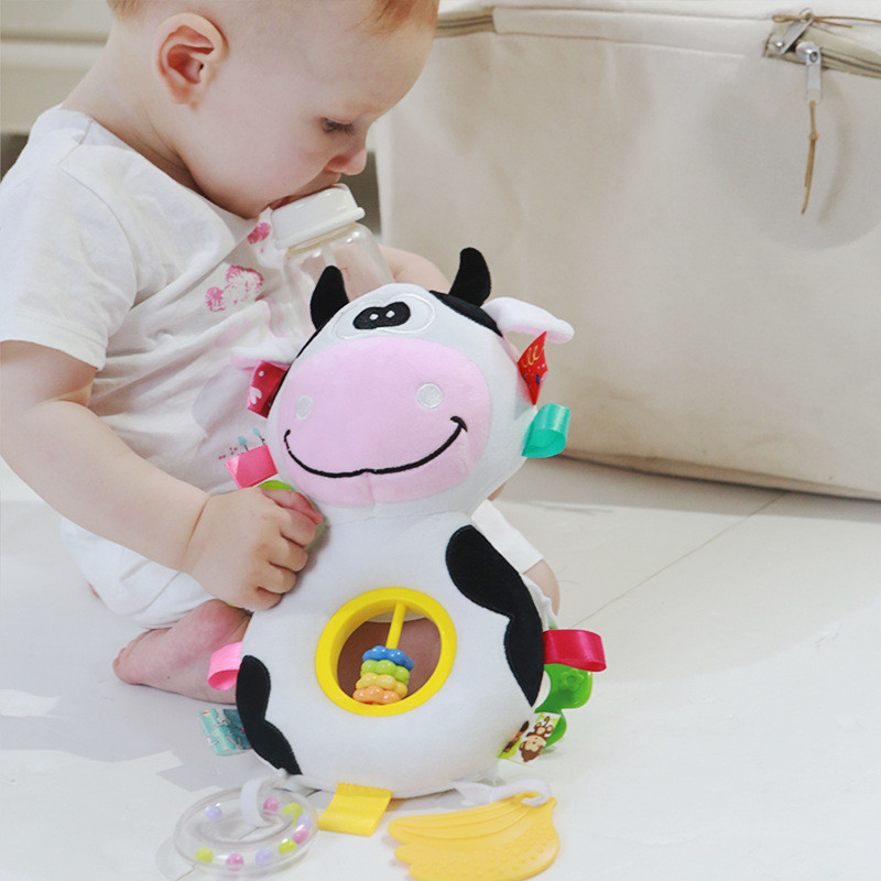 34*10cm Rattle Baby Plush Toys Early Development Hanging Stroller
