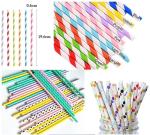 Biodegradable Eco Friendly Dinnerware Polka Dot Striped Paper Straw / Kraft