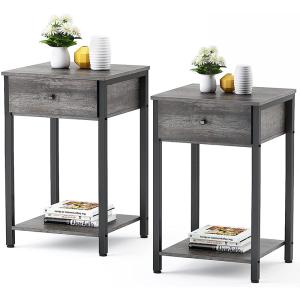 Quality Customized Metal Frame Farmhouse Style Nightstands Gray Wood wholesale