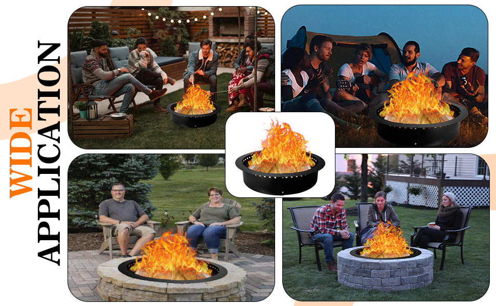 Fire Pit Insert for DIY Campfire Ring Heavy Duty Solid Steel Construction for Outdoor