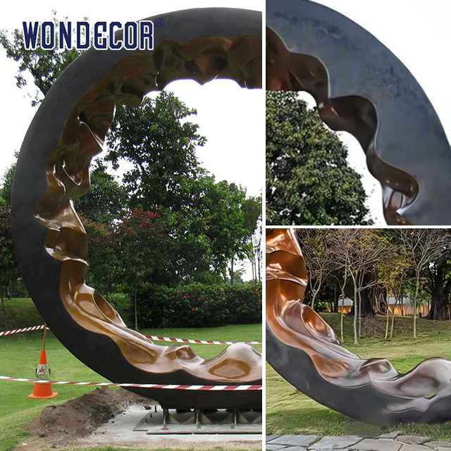 Large Outdoor Public Art Abstract Copper Ring Sculpture