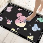 Crystal Velvet Cartoon Bathroom Waterproof Carpet Anti Slip Kitchen Mat