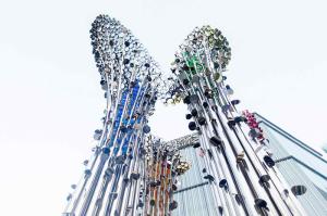 Quality Square Silver Stainless Steel Sculptures Abstract Outdoor Metal Tree Sculpture wholesale