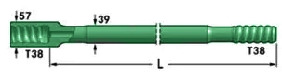 Extention T38 Thread DTH Drill Pipe Rods Male Male Connection 1