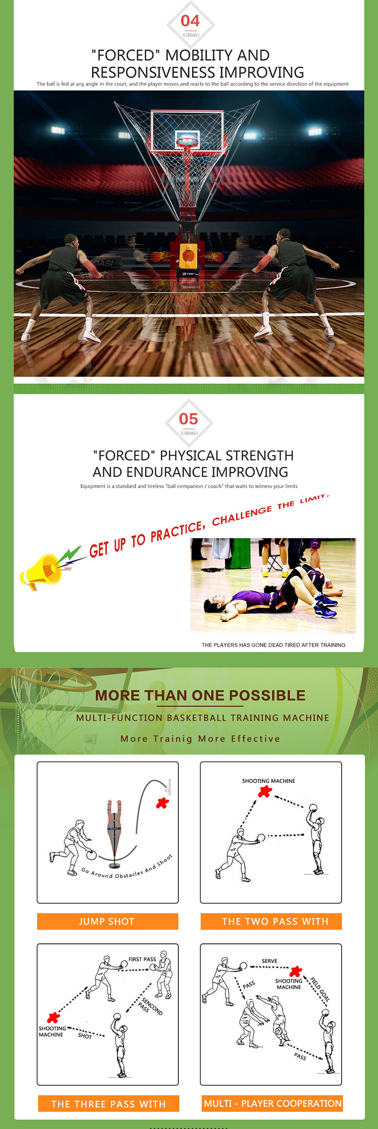 Siboasi AC 100V Automatic Basketball Shooting Machine Indoor Sports Equipment For Training