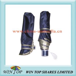 Quality 21&quot; 3 Fold Telescopic Gold Umbrella wholesale