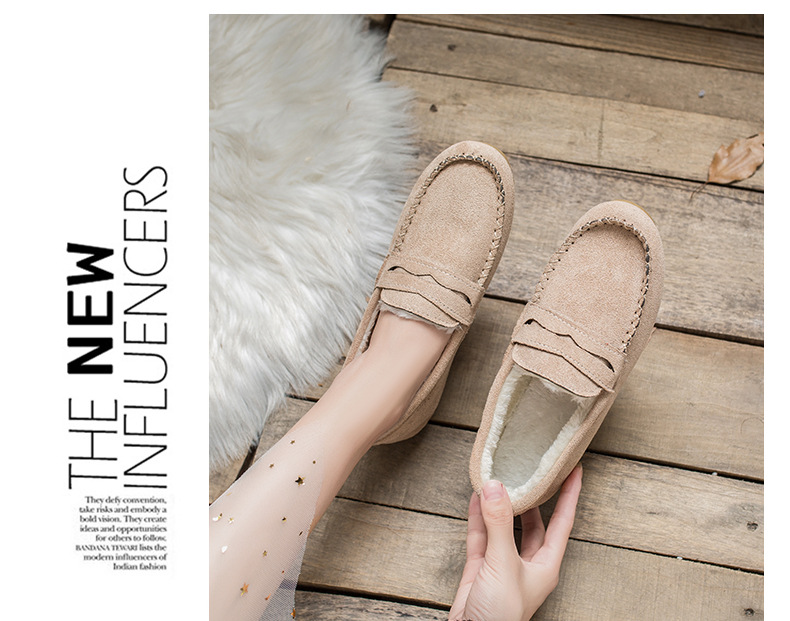 2022 Autumn Plus Velvet Peas Shoes Flat Soft Bottom Tendon Cotton Shoes Women Lazy Grandma Shoes