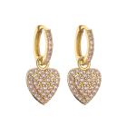 Rhinestone gold heart drop earrings