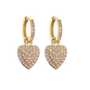 Quality Rhinestone gold heart drop earrings wholesale