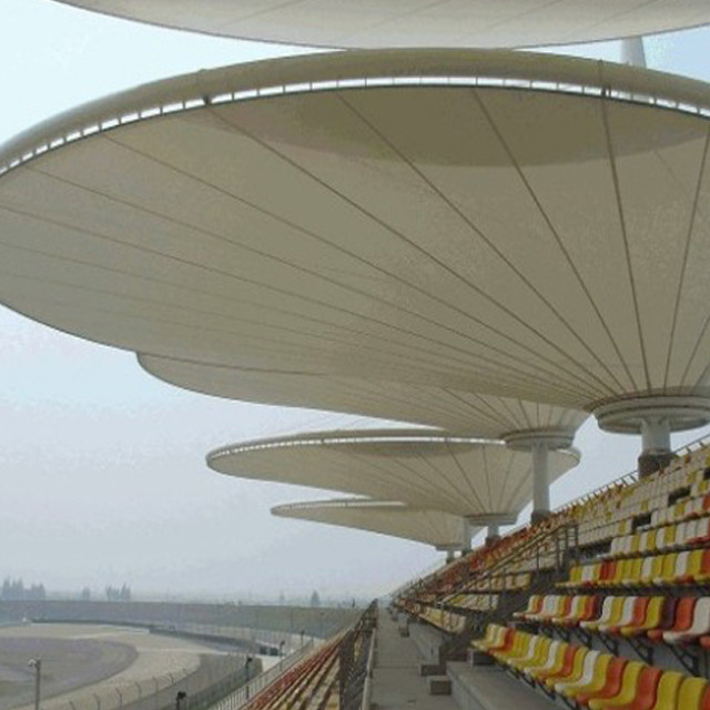 Q235 PVDF Tension Membrane Structure 0.6mm Roof Punching White