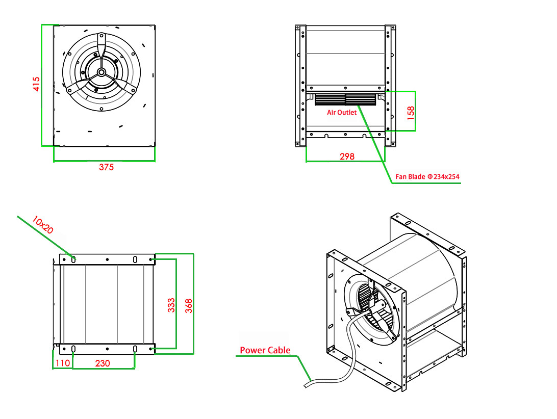 Weatherproof Didw Double Width Double Inlet Fan Ventilation Extractor